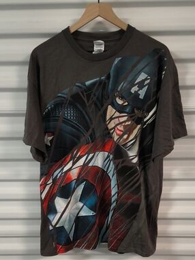 Vtg Delta Captain America DC Comic Graphic Crewneck Short Sleeve T-Shirt XL